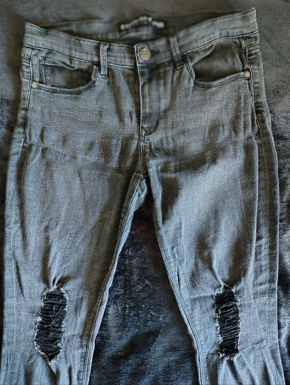 Express Gray Distressed Knee  Legging Jeans Size 10